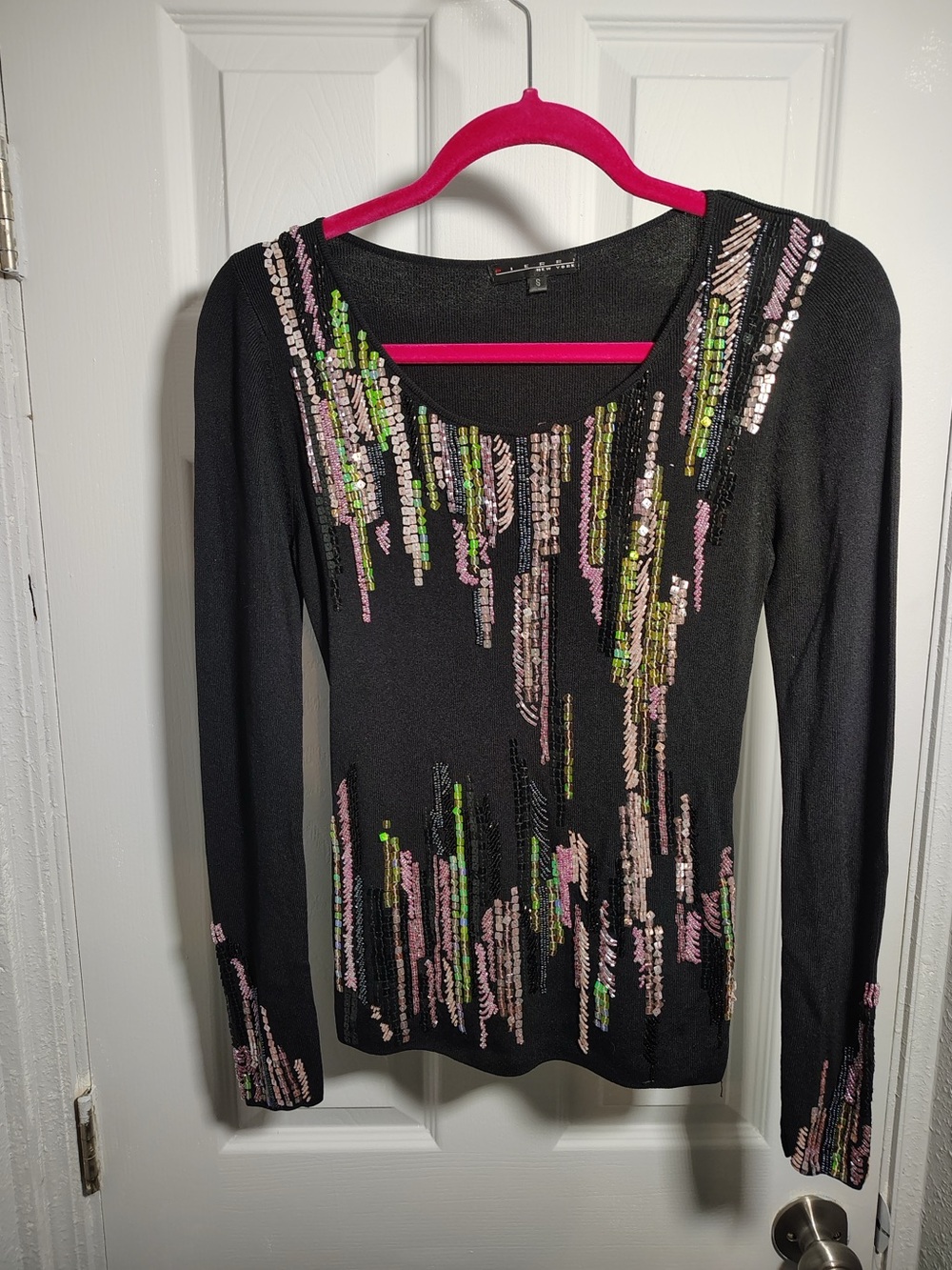 Long sleeve sequin blouse
